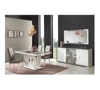 Ensemble Séjour Laqué Blanc et Effet Bois Taupe - DENYS -
