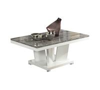 Table Basse Rectangulaire Laqué Blanc et Effet Bois Taupe - DENYS - ALTOBUY Blanc G