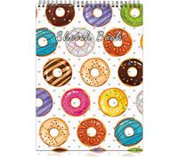 Deokke Carnet de croquis A4,Carnet de Dessin Reliure Spirale,100GSM Papier épais,100 Pages/50 Feuilles,Mignon,Carnet de Croquis avec Artistique,Convient pour filles (E11-Donut Coloré)
