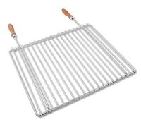 DEOS Grille Barbecue Inox Ajustable 45-55x37cm - AISI 304 Acier Inoxydable Européen - Adaptée Cheminées Intérieur/Jardin - Réglable Largeur avec Entretoises - Surface Grillade 45x37cm