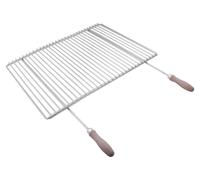DEOS Grille de cuisson réglable en acier inoxydable 60–70 × 45 cm avec poignées en bois