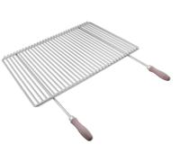 DEOS Grille de cuisson réglable en acier inoxydable 65–90 × 45 cm avec poignées en bois