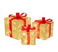 Deosdum Paquet de 3 Coffrets Cadeaux Lumineux de Noël, Décorations | Construction Pliable en PVC, Fonctionnant sur Piles (3 AA Non incluses), pour Décoration Intérieure et Extérieure de Fête