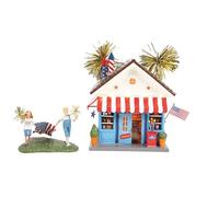 Department 56 The Original Snow Village Ensemble de construction et de figurines avec feux d'artifice semi-quincentenaire avec étoiles et rayures Multicolore 17,8 cm