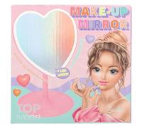 Depesche 12928 TOPModel - Miroir de maquillage Beauty and Me, en rose, en forme de cœur, avec bord lumineux LED, y compris un porte-bijoux au pied du miroir