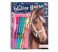 Depesche 12931 Miss Melody Create Your Glitter Horses - Livre de coloriage avec 30 Pages pour créer des Motifs de Chevaux, 6 Crayons Gel Scintillants Inclus