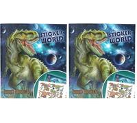 Depesche 13208 Dino World Galaxy - Livre d'autocollants avec 20 Pages pour créer des Motifs de Dinosaures Cool, y Compris 3 Doubles Pages d'autocollants (Lot de 2)