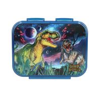 Depesche 13399 Dino World Galaxy - Boîte à goûter en Bleu foncé, avec Motif de Dino et Design de l'univers, boîte à Lunch avec 3 Compartiments et Couvercle Transparent