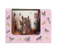 Depesche 13554 Miss Melody - Tasse en Blanc, avec Motif de Chevaux, Inscription et Or, Tasse en Porcelaine, contenance env. 250 ML