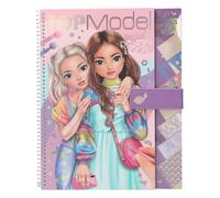 Depesche 13584 TOPModel - Livre de coloriage avec 33 Pages pré-imprimées pour créer des Tenues, kit Comprenant Papier, Pochoir, Autocollants et Bien d'autres Choses Encore, Blanc.