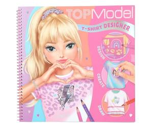 Depesche 13585 TOPModel T-Shirt Designer - Kit de coloriage avec 60 pages pré-imprimées pour créer des T-shirts, y compris 2 feuilles de stickers, un pochoir et des coloriages