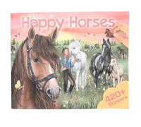 Depesche 13586 Create Your Happy Horses - Livre d'autocollants de 24 pages d'arrière-plan pour créer son propre univers équestre, avec 6 planches d'autocollants