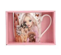 Depesche 13866 TOPModel Fur Ever Friends - Tasse en Blanc, avec Motif de modèle, Chiens, Chats, Inscription et détails dorés, Tasse à Boire en Porcelaine, capacité de Remplissage env. 300 ML