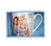 Depesche 13924 TOPModel Festival Fun - Tasse blanche, avec motifs de mannequins, motifs mandala et fleurs, tasse en porcelaine, contenance env. 300 ml