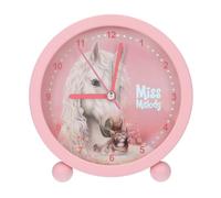 Depesche 14088 Miss Melody - Réveil Rose pour Enfants, avec Motif Cheval et Chaton, Horloge silencieuse avec Fonction lumière