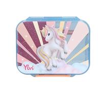 Depesche Boîte à lunch Ylvi Sugar Pop 14145 – Licorne, 3 compartiments, bleu/transparent