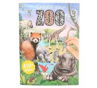 Depesche Dépêche 13607 Create your Zoo - livre de coloriage avec 24 pages pré-imprimées pour créer des motifs de zoo, avec 3 doubles pages d'autocollants