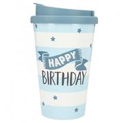 Depesche To-Go 2180.019 Gobelet en plastique avec inscription en allemand « Happy Birthday » Multicolore 350 ml