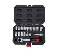Depisuta Jeu de Douilles Traversantes, 17 Pièces 10-24 Mm, Douille Cannelée Métrique 12 Pans liquet Réversible 72T avec Adaptateur D'entraînement 1/2 3/8 Pouces, D'outils