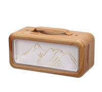 Depisuta Mini Humidificateur pour Chambre à Coucher, 600 Ml, Snow Mountain, Silencieux, à Double Pulvérisation et Brume Fraîche, avec Veilleuse, Batterie Rechargeable et Portable (Grain de bois clair)