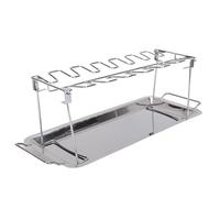 Depisuta Support à Cuisses de Poulet, 12 emplacements, en Acier Inoxydable, Pliable, avec bac de récupération des Graisses, pour fumoir, Barbecue, Four et Grill au Charbon de Bois