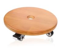 Déplaceur de Pots de Fleurs Rond 28cm en Caoutchouc Bois à Roulettes | Couleur Orange, pour Pot de Fleurs et Arbre en Pot, Usage Jardin ou Salle à Manger