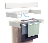 Depogron Étendoir Mural 100 cm - Séchoir à Linge Pliable & Extensible - 6 Barres, 6 m de Surface de séchage - Jusqu’à 25 kg - Gain de Place pour intérieur & extérieur - Blanc
