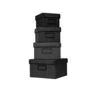 Depot: Coffret de 4 boîtes cadeaux carton noir, tailles assorties 13x13x9 cm à 19.5x19.5x12 cm, pour emballage et rangement