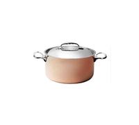 , DEPUIS 1830-INOCUIVRE-6442.20-FAITOUT CUIVRE-INOX 2MM A COUV. ANSES EN FONTE D'INOX Ø 20CM