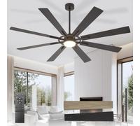 Depuley Grands ventilateurs de plafond avec éclairage: Ventilador de techo para exterior de 72 pulgadas con 8 aspas y mando a distancia - Éclairage Big Fan noir à intensité variable