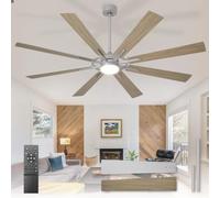 Depuley Grands ventilateurs de plafond lumineux : ventilateur de plafond d'extérieur de 72 pouces et 8 pales avec télécommande