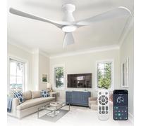 Depuley Ventilateurs de plafond 52 pouces avec lumières : Ventilateur de plafond Blanc encastré à profil bas - Dimmable Ventilateur à moteur DC silencieux avec télécommande APP Timer
