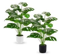 Der Rose Lot de 2 Plantes artificielles de 71,1 cm, Plantes Monstera dans | Plantes artificielles d'intérieur avec feuilles réglables, disposées ensemble ou séparées pour une décoration moderne de