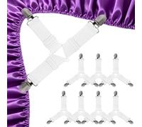 DERAYEE 8PCS Attache Drap Housse, Tendeur Drap Housse Rétractable Blanc | Sangle Elastique pour Draps, Canapé et Housse Matelas