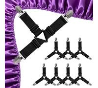 DERAYEE 8PCS Attache Drap Housse, Tendeur Drap Housse Rétractable Noir | Sangle Elastique pour Draps, Canapé et Housse Matelas
