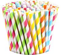 DERAYEE Lot de 150 Pailles pour Boire en Papier Coloré, Biodégradables pour Anniversaire, Mariage, Fête
