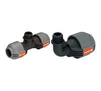 Dérivation en T Mâle Gardena : Raccord pour Arroseurs Escamotables, 25 mm X 3/4" & Coude 90° Mâle de Gardena : Pièce pour Raccordement à l'Extrémité du Tuyau, 25 mm X 1/2"