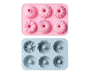 DERJDISF Moules à Mini Beignets Moules à kouglof, Mini Moule à Kougelhopf Silicone Moule Gâteau, Lot de 2 moules à Donuts en Silicone antiadhésif de qualité Alimentaire, Couleur Bleu et Rose