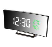 Derkiewn Réveil numérique, Grand écran LED de 6,5 Pouces, réveil de Chevet avec température et humidité, Horloge Miroir avec 2 réveils, luminosité réglable, Sieste, Alimentato USB (B&V)