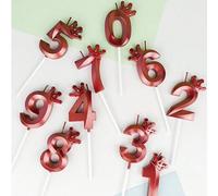 Dernière couronne en coquillage rouge numérotée de 0 à 9 pour décoration de gâteau d'anniversaire, fête d'anniversaire de 1er anniversaire 7,5,9,2,3,4,6,8,1,0Cire