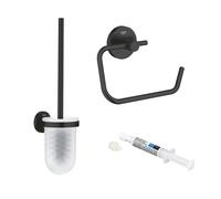Dérouleur de papier mural + porte balai WC GROHE Start noir mat + colle GROHE QuickGlue