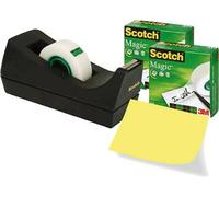 3M Scotch Magic ruban adhésif C38SM3S, 19 mm x 33 m, noir, 3 rouleaux de ruban adhésif, 1 dérouleur x16 morceau