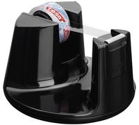 Tesa Easy Cut Dérouleur de Bureau Compact - Dévidoir de Ruban Adhésif avec Design Moderne - 1 Ruban Adhésif Transparent Inclus - 10 m x 15 mm - Noir