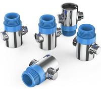 Dérouleur de tuyau d'arrosage chromé G1/2 avec régulateur d'eau et pommeau de douche – Tuyau d'arrosage polyvalent, lot de 5