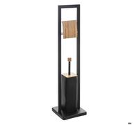 5five Natureo Ensemble brosse WC et porte-brosse, noir, métal et bambou, L 20 x l 20 x H 80 cm