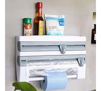 Dérouleur Mural Cuisine pour 3 Rouleaux, Support de Rangement Cuisine Dévidoir en ABS pour Serviette en Papier de Cuisine, Pellicule de Plastique et Feuille d'aluminium