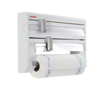 Dérouleur mural de cuisine blanc - LEIFHEIT - Pour 3 rouleaux - Plastique - Lames tranchantes