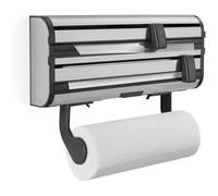 Dérouleur mural Leifheit Parat Royal 25793, porte-rouleau cuisine en acier inoxydable pour 3 rouleaux, lames tranchantes, blanc