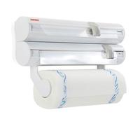 Dérouleur mural Leifheit Rolly Mobil 25795, porte-rouleau mural avec 3 supports rouleaux dont un amovible, lames tranchantes, blanc