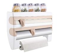 Dérouleur Mural Parat, Dérouleur Triple Support de Rangement Cuisine en Acier Inoxydable avec Lames Tranchantes et de Rangement pour Cuisine 15,3 x 3,94 x 9,45 Pouces (Kaki)